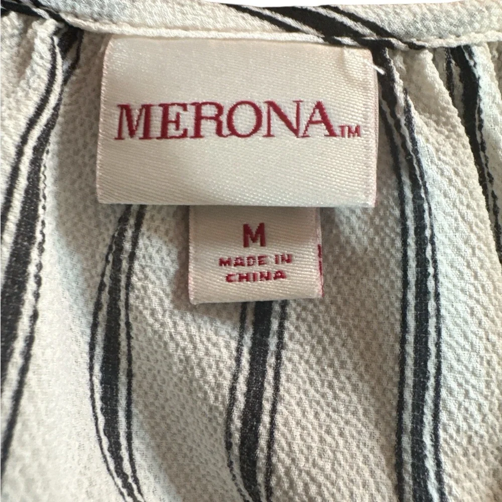 Merona Black and White Striped‎ Ruffle Blouse - Picture 5 of 7